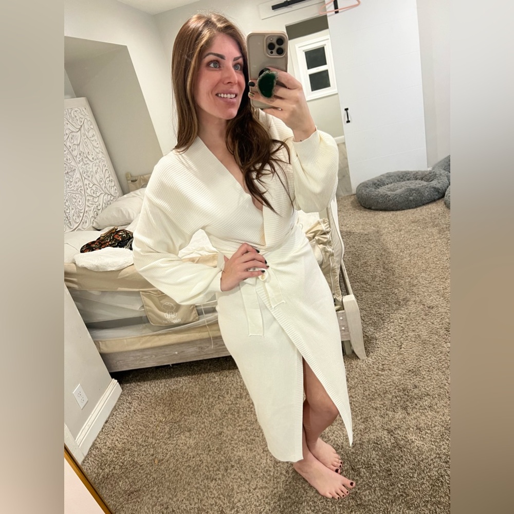 White MIDI Sweater Dress